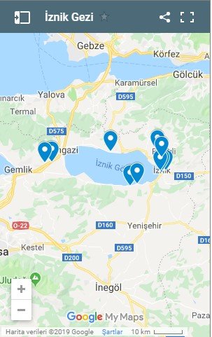 İznik Gezi Haritası, İznik Gezilecek Yerler Haritası